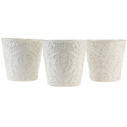 Floristik24 Fioriera Vaso per piante in ceramica bianco Ø11 cm H11 cm 3 pezzi