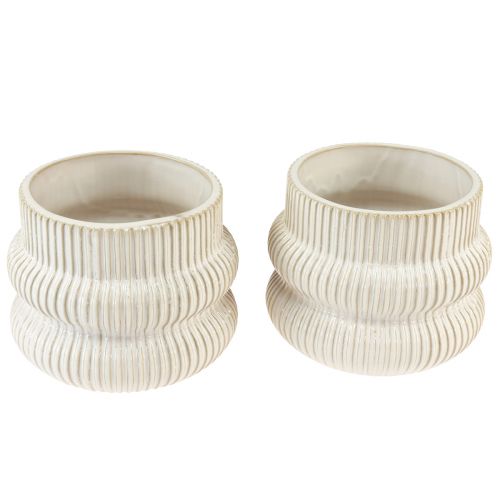 Floristik24 Vaso per piante in ceramica con motivo scanalato Ø10cm H11cm 2 pezzi