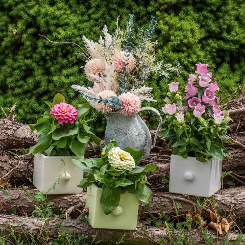Prodotto Fioriera in ceramica, cassetto per piantare, quadrato, 12×10,5×9,5 cm 3 pz