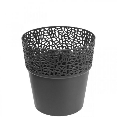 Floristik24 Fioriera vaso da fiori in plastica antracite Ø11,5cm H12,5cm