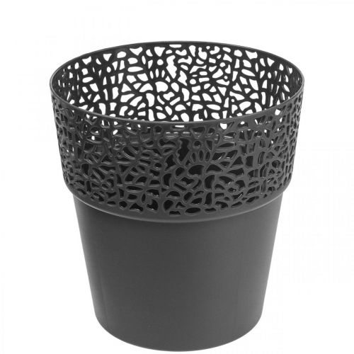 Floristik24 Fioriera vaso da fiori in plastica antracite Ø13cm H13.5cm