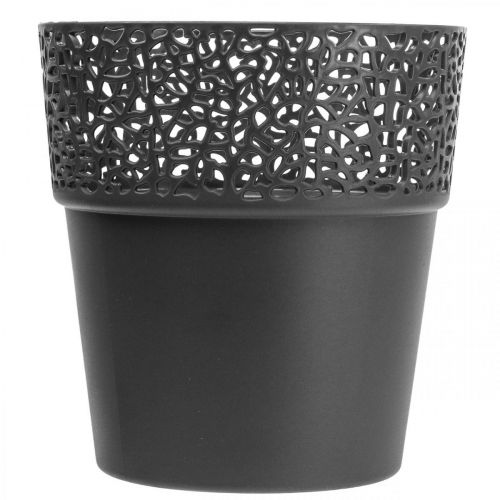 Floristik24 Fioriera vaso da fiori in plastica antracite Ø13cm H13.5cm