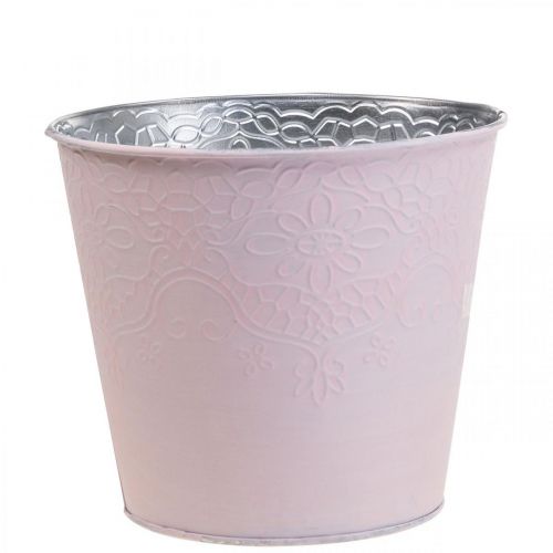 Fioriera fioriera in metallo rosa pastello Ø16cm H14cm