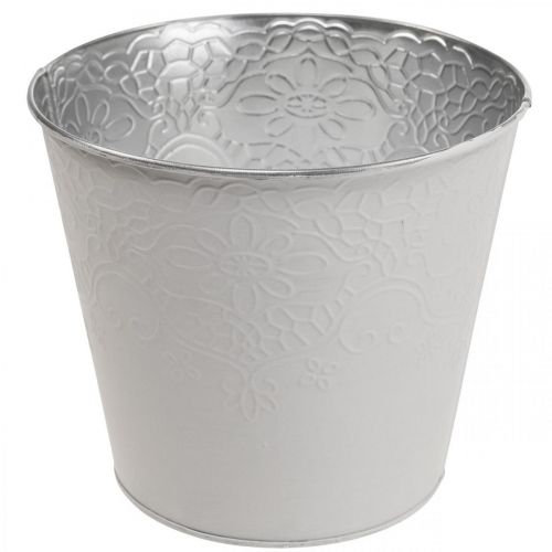 Floristik24 Fioriera fioriera in metallo bianco pastello Ø13,5cm H12,5cm
