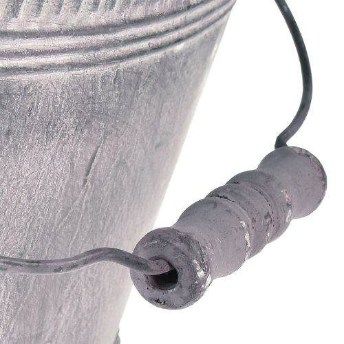 Floristik24 Fioriera in metallo ovale viola bianco ciotola con piede H14 cm