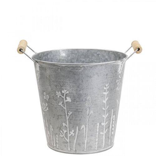 Fioriera fioriera secchio decorativo vintage in metallo Ø14cm H13cm