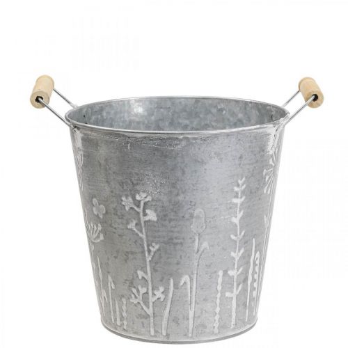 Fioriera fioriera secchio decorativo vintage in metallo Ø16cm H15cm