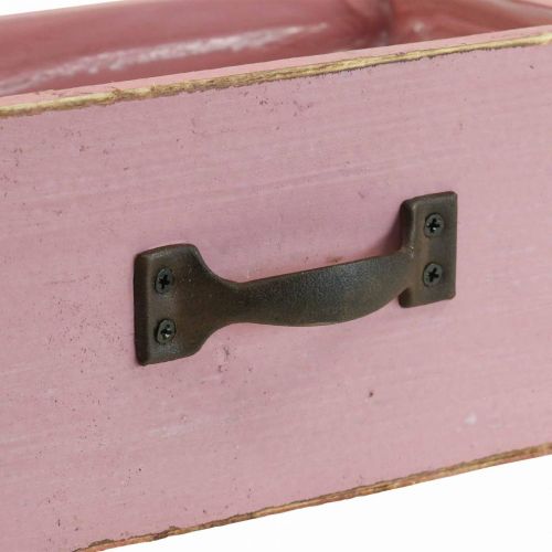 Floristik24 Fioriera cassetto fioriera in legno rosa 25×13×9cm