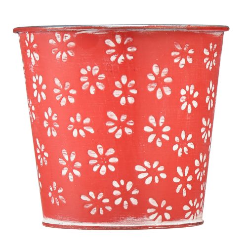 Prodotto Fioriera in metallo floreale rosso bianco Ø12,5 cm H11,5 cm