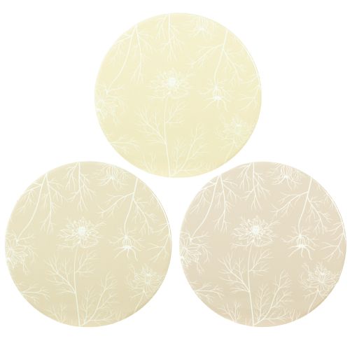 Prodotto Sottobicchieri Decorazione da tavolo Fiori Beige Marrone Ø20cm 3 pezzi