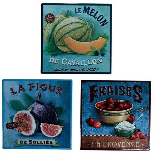 Floristik24 Sottobicchieri in ceramica motivo frutta vintage 15x15 cm 3 pezzi