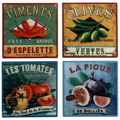 Sottobicchieri ceramica frutta verdura 10×10cm 4pz