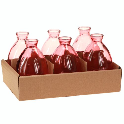 Prodotto Vaso mini bulboso in vetro tinto rosa Ø7cm H12cm 6 pezzi