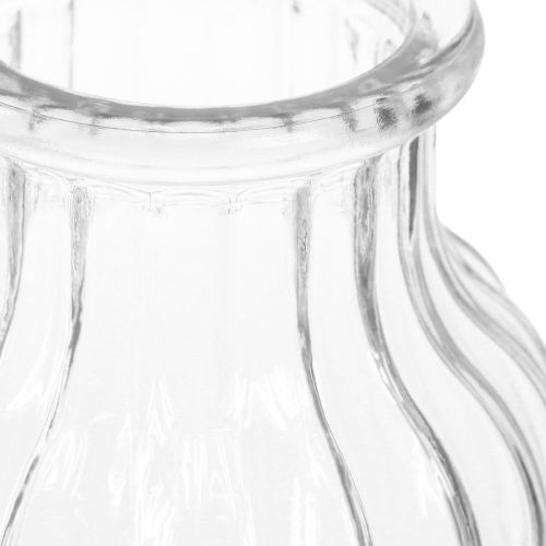 Floristik24 Vaso in vetro con scanalature in vetro vaso decorativo in vetro trasparente Ø11cm H15cm 2 pezzi