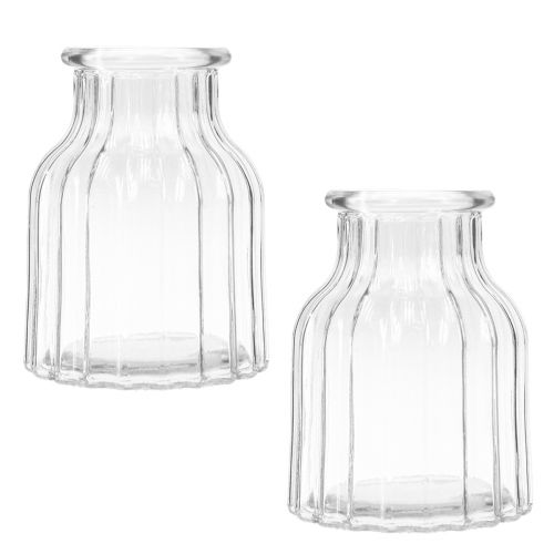 Floristik24 Vaso in vetro con scanalature in vetro vaso decorativo in vetro trasparente Ø11cm H15cm 2 pezzi