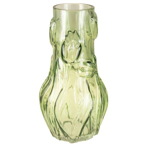 Floristik24 Vaso in vetro con motivo a tulipano in rilievo per un design armonioso della stanza, 30 cm