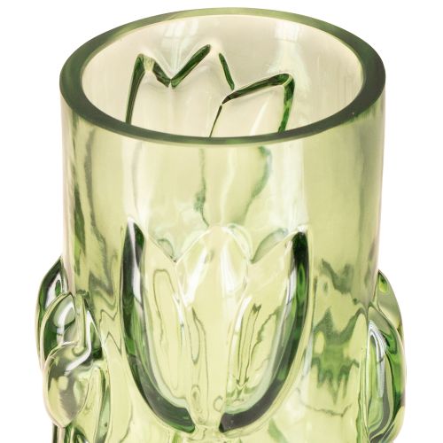 Prodotto Vaso in vetro con motivo a tulipano in rilievo per un design armonioso della stanza, 30 cm