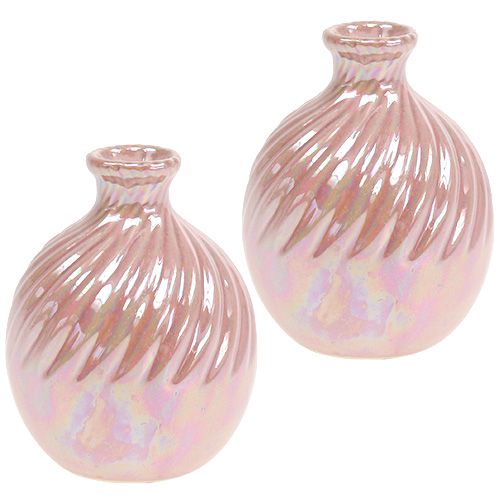 Floristik24 Vaso Ø7,5 cm H10 cm madreperla rosa 6 pezzi