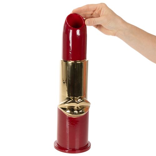 Vaso decorativo con motivo a rossetto per fiori artificiali a stelo lungo, 38 cm | Floristik24.it