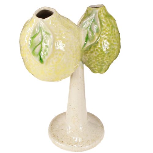 Floristik24 Vaso in ceramica decorato a forma di limone, decorazione da tavola mediterranea H22cm