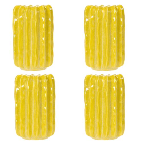 Prodotto Vaso in ceramica a forma di cactus, design con struttura scanalata per la vita moderna, 13 cm, 4 pezzi