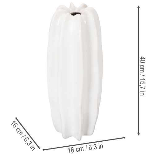 Vaso a coste, moderno vaso in ceramica per fiori secchi, 40 cm | Floristik24.it