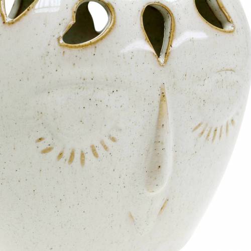 Floristik24 Vaso in ceramica con crema per il viso, aspetto gres beige H13 cm 1 pezzo