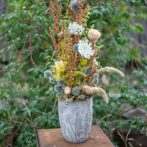 Floristik24 Vaso Concrete White Vaso di fiori con fiori in rilievo vintage Ø18cm