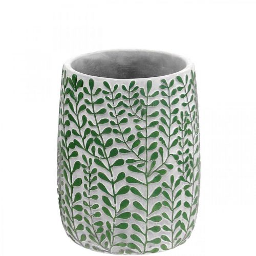 Prodotto Vaso per fiori, decoro in ceramica, aspetto cemento, vaso con decoro a viticcio Ø13cm H17cm