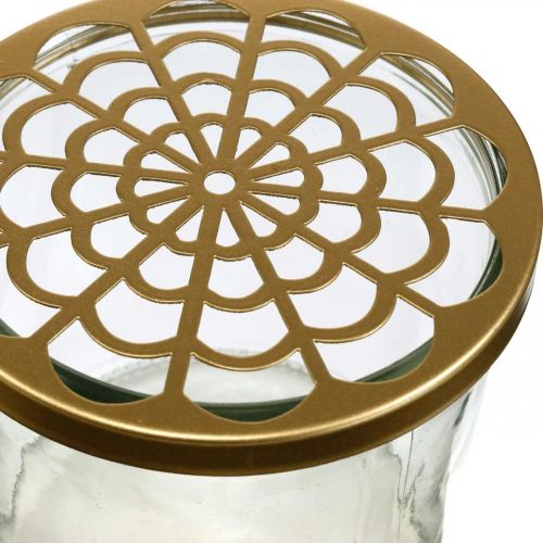 Floristik24 Vaso in vetro con coperchio ad innesto, griglia ad innesto, vaso da tavolo con supporto ad innesto H10cm Ø10cm