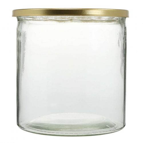 Floristik24 Vaso con coperchio in metallo, ausilio plug-in, vaso in vetro con attacco plug-in, decorazione da tavola H15cm Ø15cm