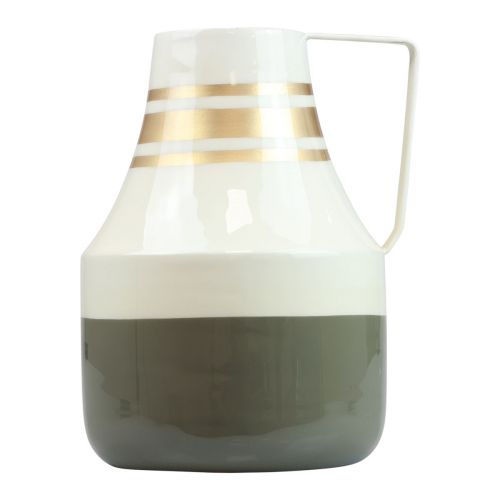 Prodotto Vaso brocca decorativa con manico in metallo grigio/crema/oro Ø17cm H23cm