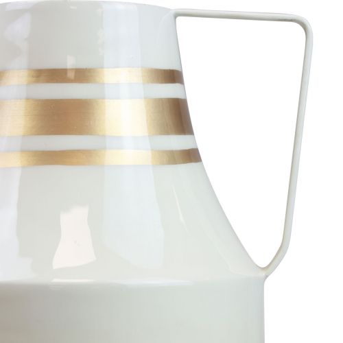Prodotto Vaso brocca decorativa con manico in metallo grigio/crema/oro Ø17cm H23cm