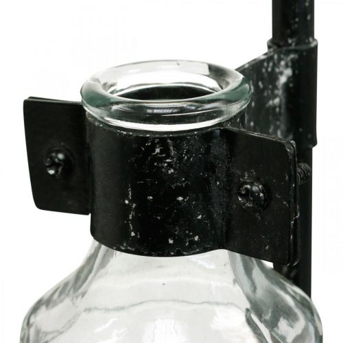 Prodotto Vaso decorativo decorativo bottiglia in vetro con supporto in metallo nero Ø13cm