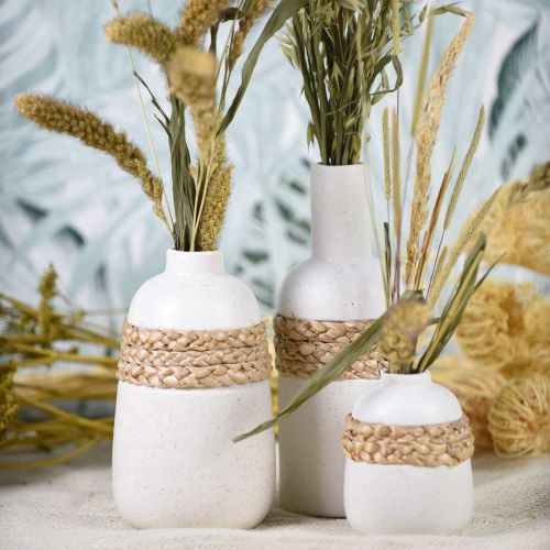 Prodotto Vaso di fiori in ceramica bianca e vaso di fanerogame decorazione estiva H17.5cm