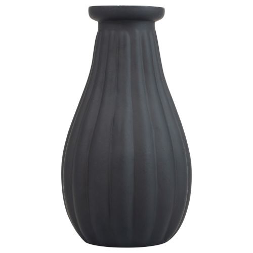 Prodotto Vaso vaso in vetro nero con scanalature vaso decorativo in vetro Ø8cm H14cm