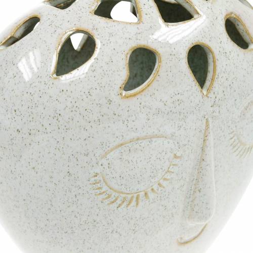 Floristik24 Vaso con crema per il viso, effetto gres beige H18 cm 1 pz