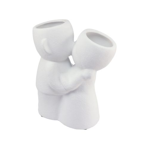 Floristik24 Vaso Bianco Doppio Vaso Coppia Che Si Bacia In Ceramica H23,5cm