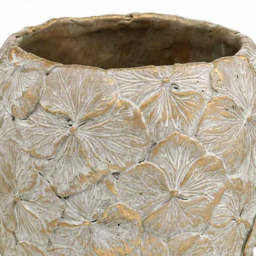 Floristik24 Vaso decorativo motivo floreale, vaso in cemento aspetto vintage dorato Ø18cm H24cm