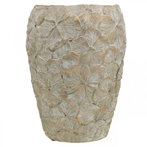 Floristik24 Vaso decorativo motivo floreale, vaso in cemento aspetto vintage dorato Ø18cm H24cm