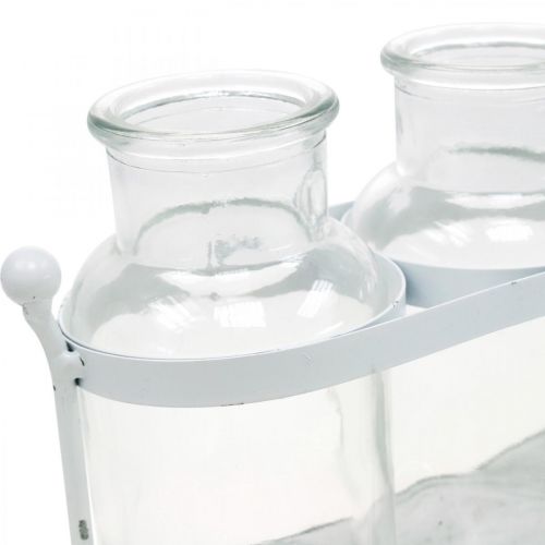 Floristik24 Vaso di fiori da farmacia bottiglie da farmacia decorazione in vetro su vassoio 38 cm