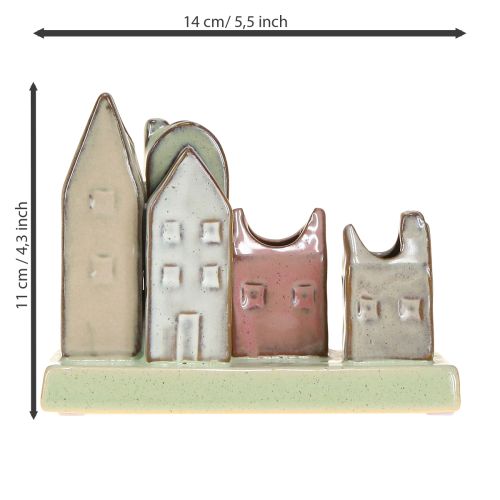 Prodotto Set di mini vasi, casette colorate per la decorazione della tavola, 14 cm