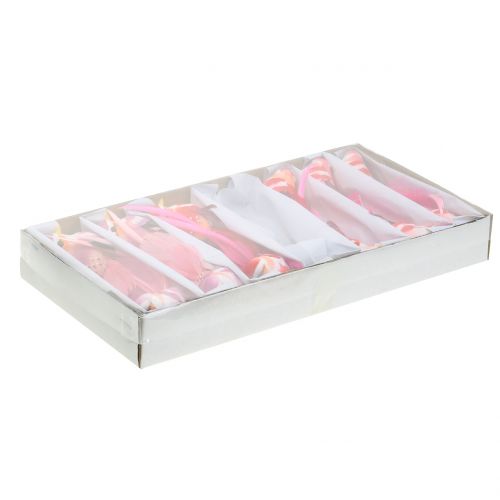 Floristik24 Uccello su clip rosa, rosa 15cm 12pz