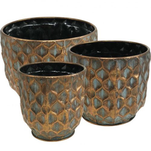 Vaso da fiori vintage cachepot color rame Ø22/28/35cm set di 3