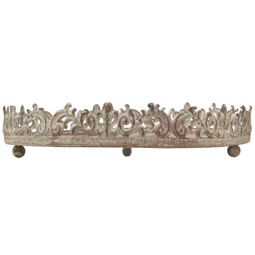 Floristik24 Vassoio decorativo vintage rotondo con piedini grigio Ø30/35cm set da 2 pezzi