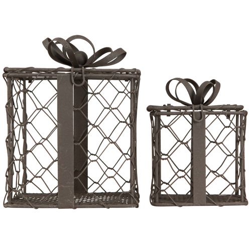 Floristik24 Cestino vintage in filo metallico regalo grigio metallo 10,5/7,5 cm, set da 2 pezzi