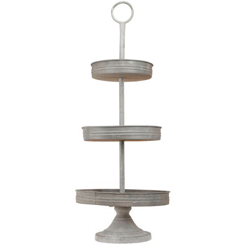 Prodotto Etagere vintage grigio metallo a 3 livelli Ø30,5 cm H78 cm