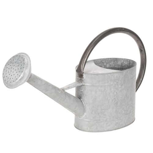 Annaffiatoio vintage in metallo, grigio argento, elegante decorazione da giardino, vaso per fiori, L53cm H29cm
