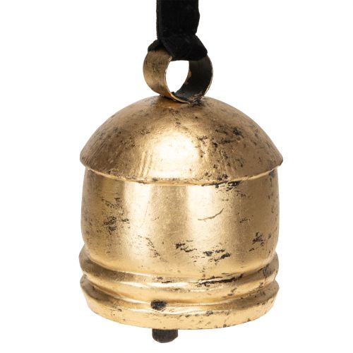 Floristik24 Campanello vintage dorato con nastro di velluto nero H15cm