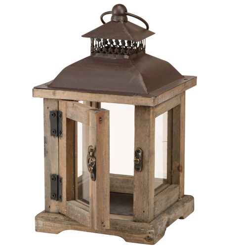 Prodotto Lanterna vintage lanterna in legno marrone scuro 15×15 cm H26 cm